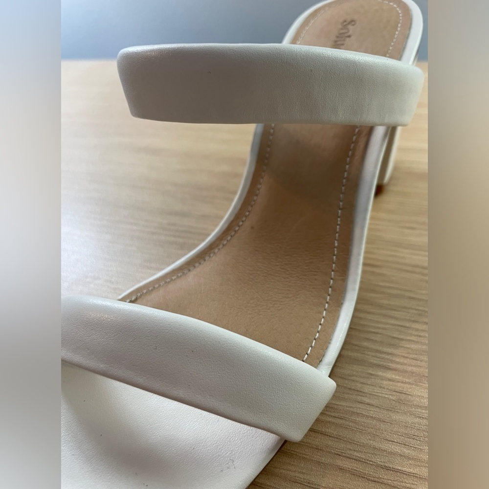 Soludos Strappy Block Heel Sandal White Leather Chunky Heels Mule Euro summer - Picture 6 of 15